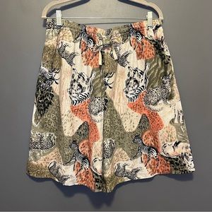 100% Silk Erin London Shorts Animal Print XL